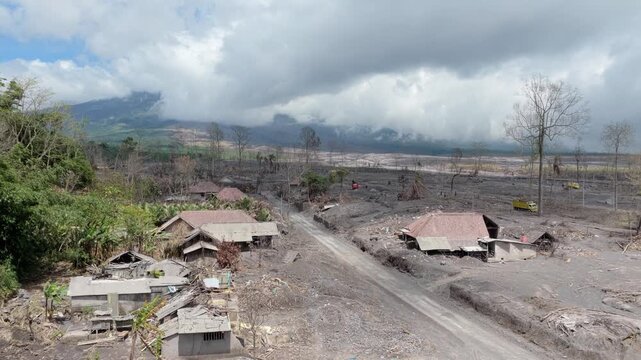 Devastating aftermath of semeru volcano eruption in java