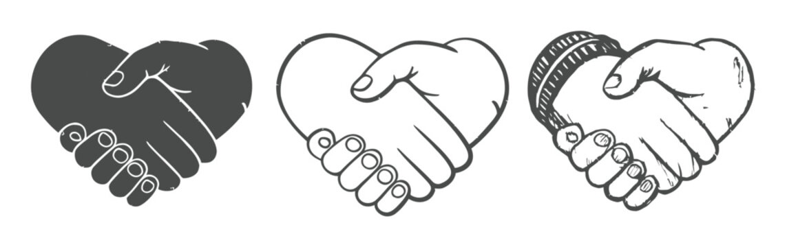Heart Shaped Handshake Vector Illustrations