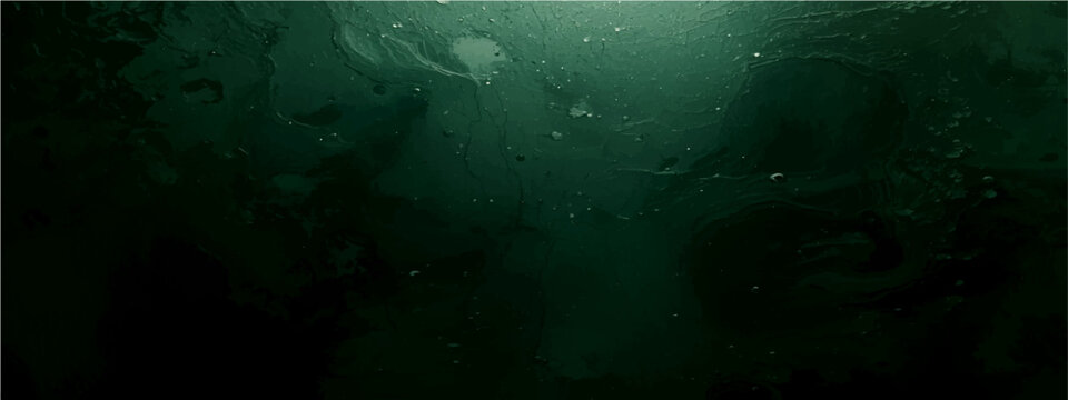 Vector Mysterious depths of abyss with dim underwater environment, inviting exploration unknown with ethereal glow.
