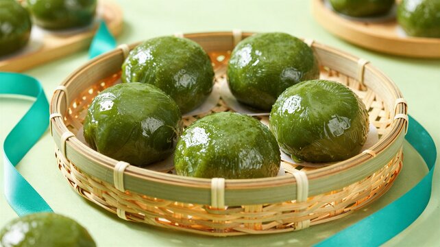 Green Chinese steamer food