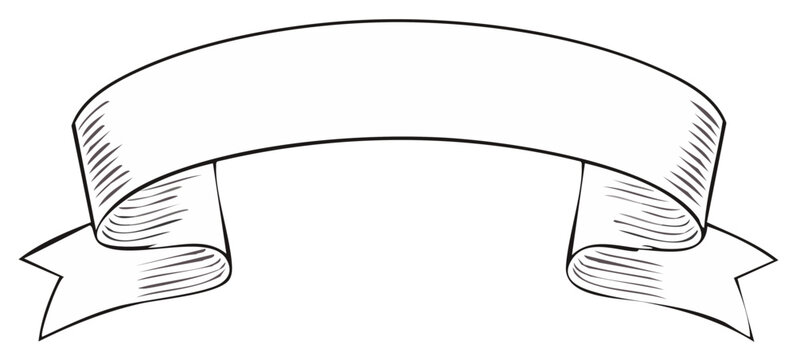 Engraved Banner Scroll Illustration Graphic Template Drawing Ribbon for Headlines