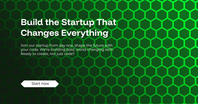 Modern Green Hexagon Web Landing Page Design for Tech Startups