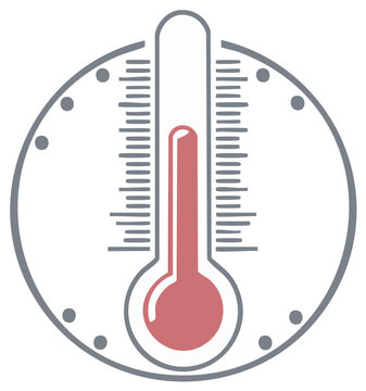 Thermometer illustration with high temperature reading in a circle
