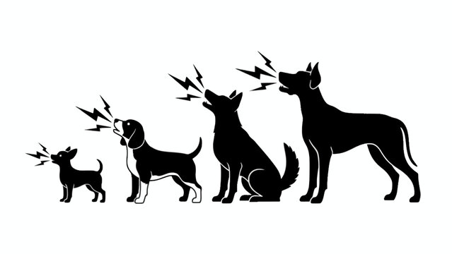 Dog silhouettes barking in various sizes vector illustration