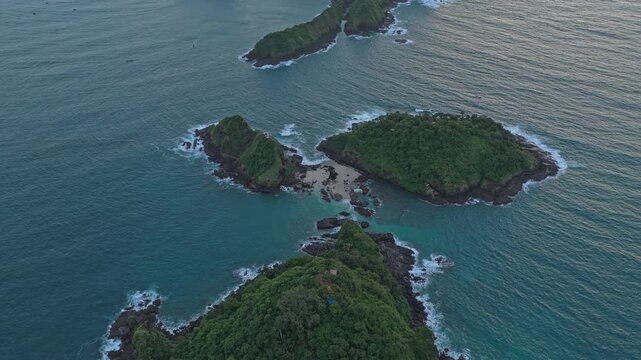 Aerial view of pulau merah tropical islands in banyuwangi java