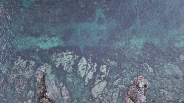 Aerial View of Sea Alps Rock Formations in Omi Island Nagato Japan, 4K Coastal Landscape 17