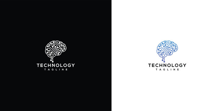 Abstract Digital Brain Logo Design