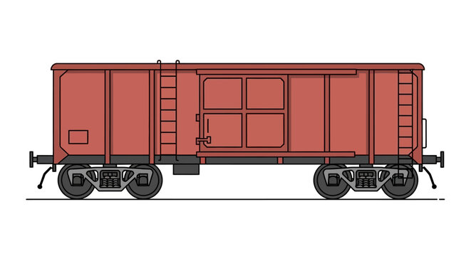 Detailed vector illustration of a vintage freight train boxcar