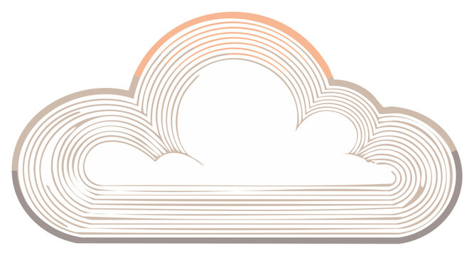 Abstract cloud illustration with parallel lines in pastel colors