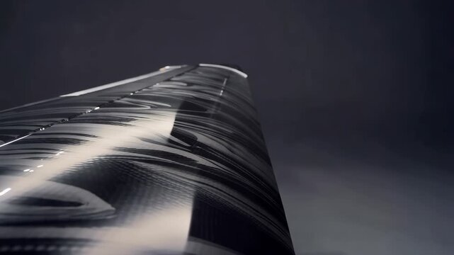 Forged Carbon Composite Surface of Airplane Wing with Glossy Black Grey Texture