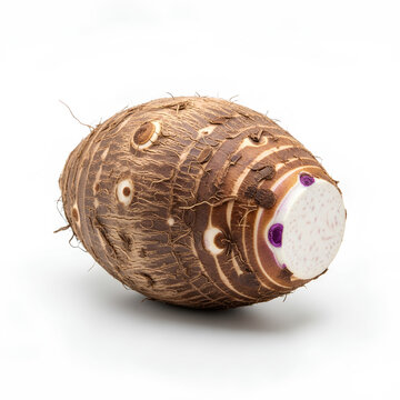 Closeup of a fresh taro root isolated on a white background 4.