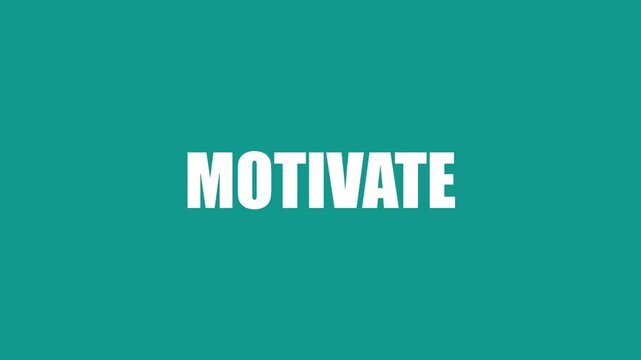 Bold white word "motivate" displayed in large uppercase letters on a teal background