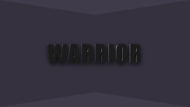 Bold black embossed warrior word text design featuring sharp lettering with a modern minimalist aesthetic style