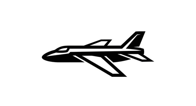 Black and white vector illustration of an airplane isolated on white background