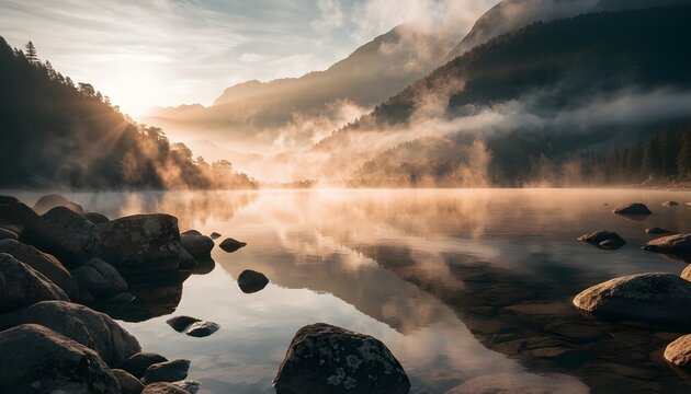 sunset over the river