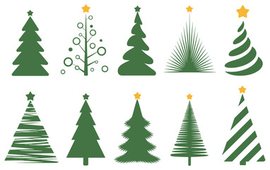 Fototapeta premium Festive Tree Collection: An assortment of stylized Christmas trees. holiday season, decoration, joyful season, cheerful mood, festive design.