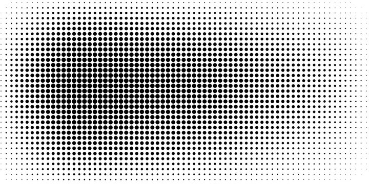 Abstract black halftone dot pattern on white background.