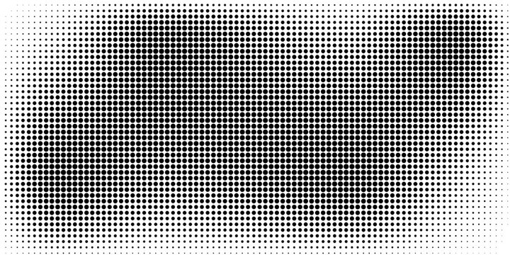 Abstract black halftone dot pattern on white background.
