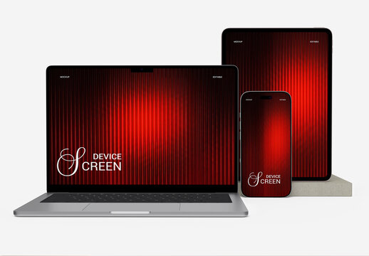 Laptop, Tablet and Smartphone Mockup Set