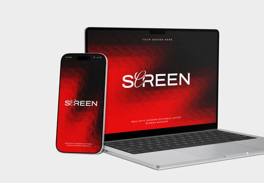 Laptop and Smartphone Mockup on White Background