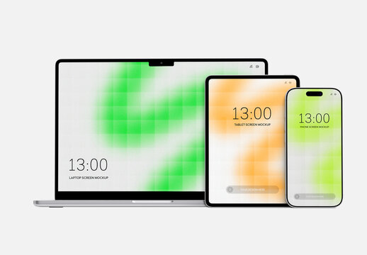 Laptop, Tablet, Phone Mockup Template
