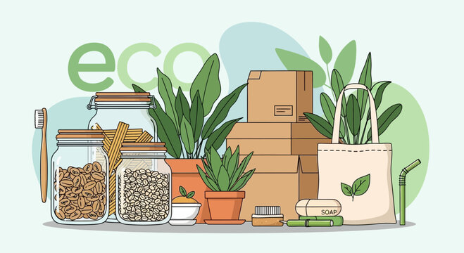 Eco friendly products and plants for sustainable living.