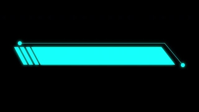 lower third hud clear blue color bar glow animation, simple news title bar for breaking news, showing title bar, transparent background, 4k video