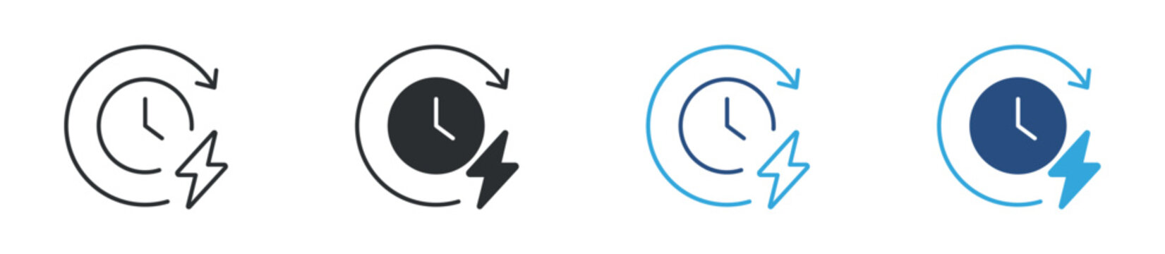 Rapid time icon set. fast process symbol. speed and efficiency concept. vector illustration.


