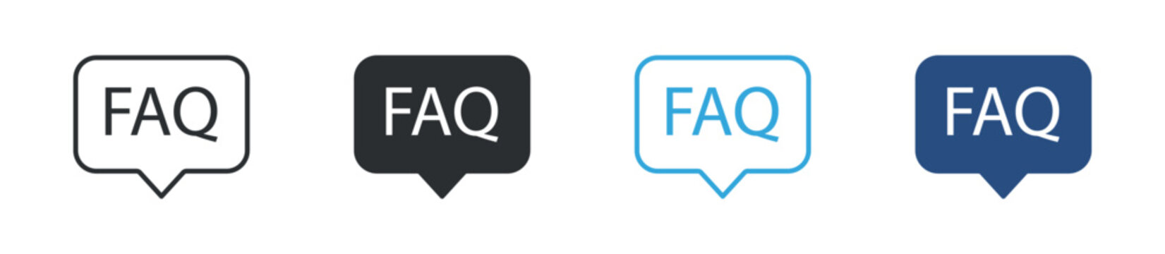 FAQ speech bubble icon set. help and support symbol. questions and answers concept. vector illustration.