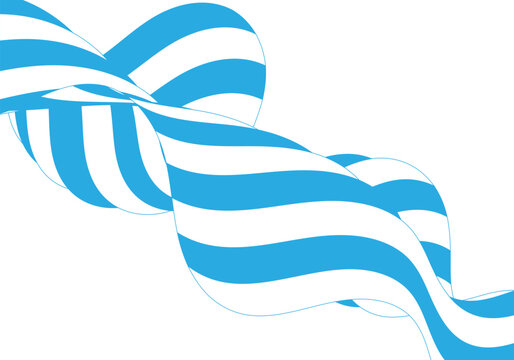 Abstract blue and white striped wavy ribbon, isolated on white background. Eps 10