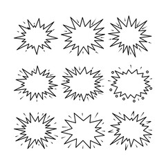 Comic style explosion burst shapes hand drawn set © nanda