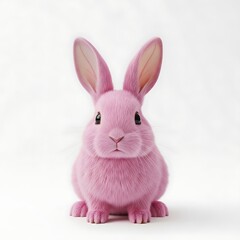 Obraz premium Pink Bunny Rabbit Statue on White Background.