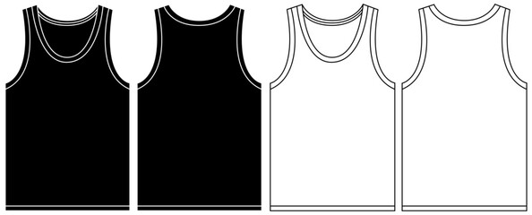 Tank Tops Technical Fashion flat sketch vector illustration Grey colour template Front and back views. Apparel tank tops mock up for men's and boys © Never Give up 