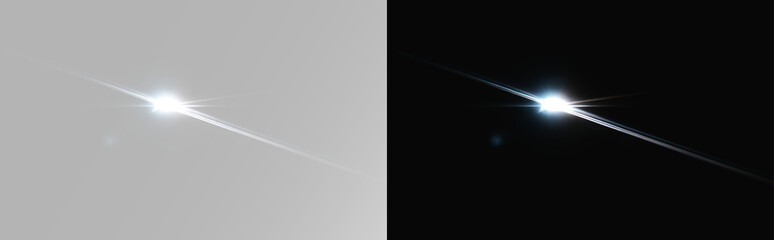 Bright white comet streak, fast glowing light trail, abstract motion blur, meteor speed effect, minimal futuristic energy line on gray background © Alehandro