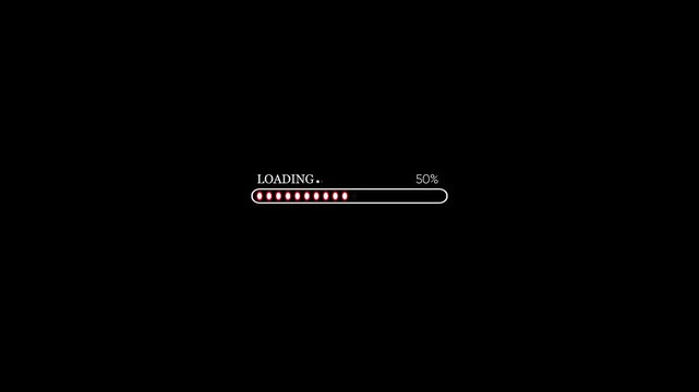 Minimalist loading bar progress indicator animation on black background