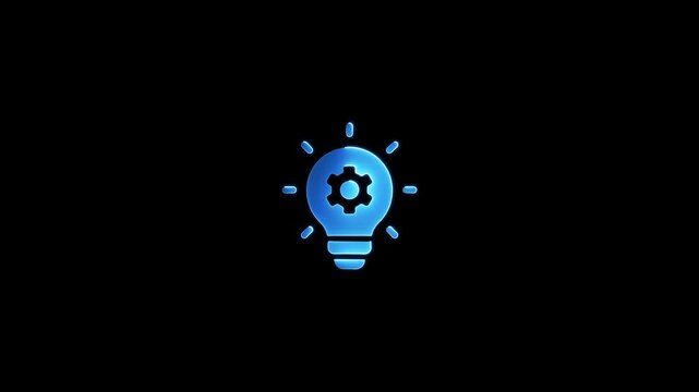 Glowing light bulb with gear animation for innovation and technical solutions