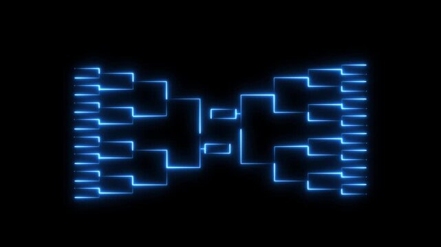 Neon blue tournament bracket for sports competition and esports events