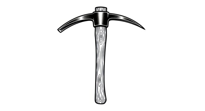 Detailed illustration of a pickaxe on white background