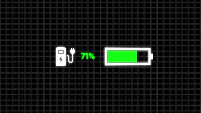Ev charging station battery progress bar animation 0 to 100 percent