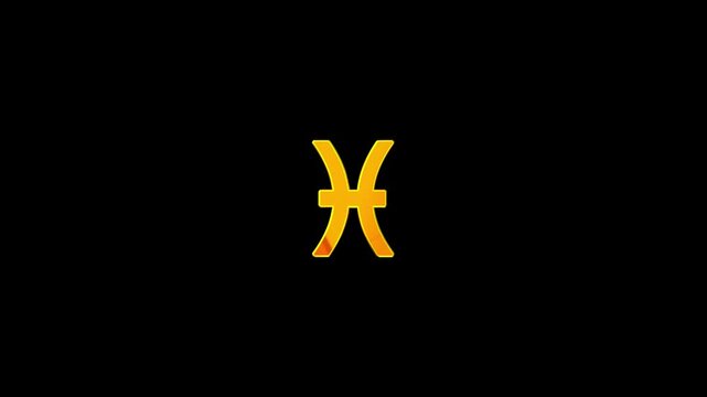 3D Pisces zodiac sign video animation. Pisces zodiac sign glittering particles animation. Pisces symbol with specular highlight reflection loop footage animation. Pisces Sign or Symbol Animation
