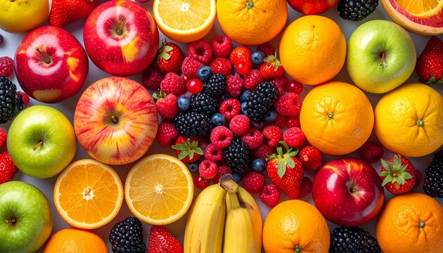 Bunter Obst Hintergrund f&uuml;r gesunde Ern&auml;hrung