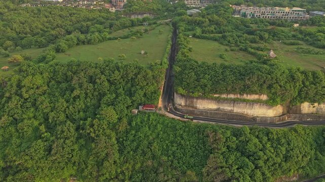 Aerial view of bali epic road Tanah barak, Indonesia