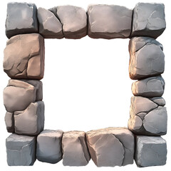 Fototapeta premium Square Realistic Stone Frame Border Isolated PNG