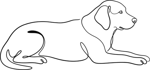 Line art dog silhouette lying down calmly for pet or animal design use © THANKYOU