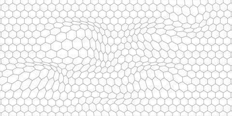 Fishing or soccer net. Repeated hexagon pattern. Black wired mesh texture isolated on white background. Metallic or fabric fence, cage or lattice structure. Vector graphic Illustration. © Putra