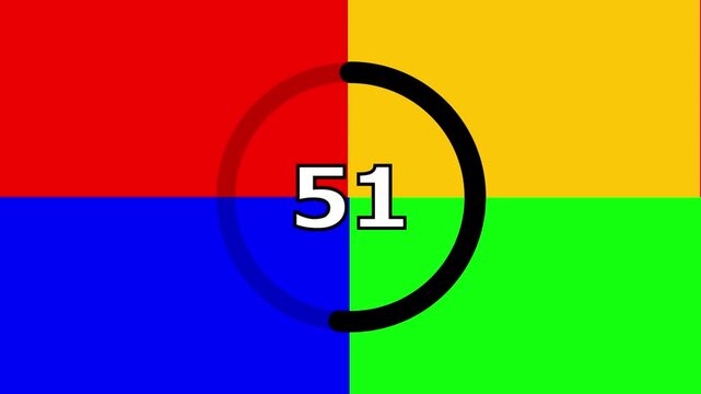 Countdown timer with colorful quadrants and progress indicator showing time passing quickly.