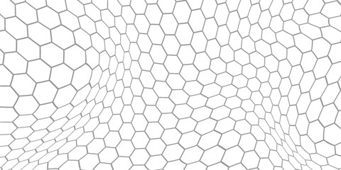 Fishing or soccer net. Repeated hexagon pattern. Black wired mesh texture isolated on white background. © Putra