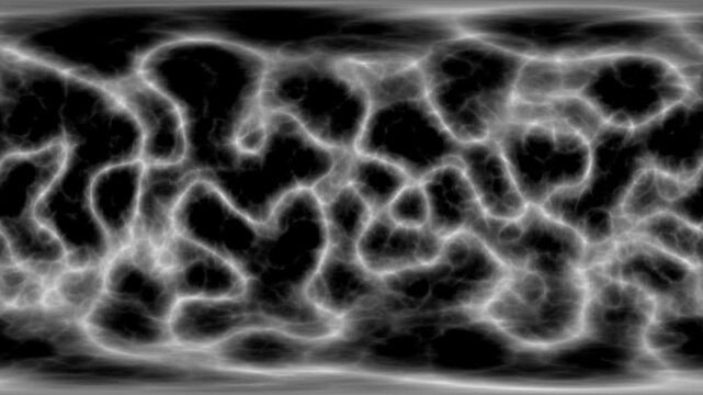 Abstract ethereal plasma energy flow moving across spherical panorama projection digital graphic texture.