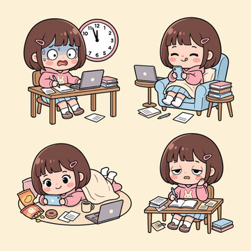 Procrastination girl late start concept