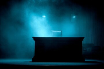 Obraz premium Mysterious Witness Stand in Dramatic Lighting